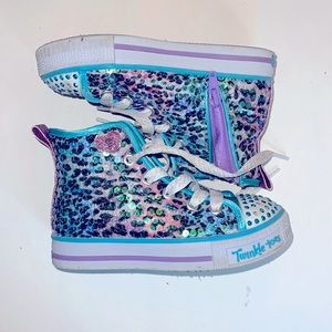Skechers light-up leopard sequin sneakers sz 10.5